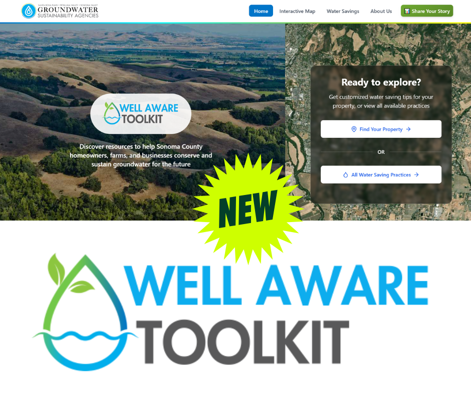 screenshot of the homepage of the well aware toolkit website and the logo